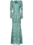 Elie Saab Long Sleeves Full Embellished Column Gown - Green