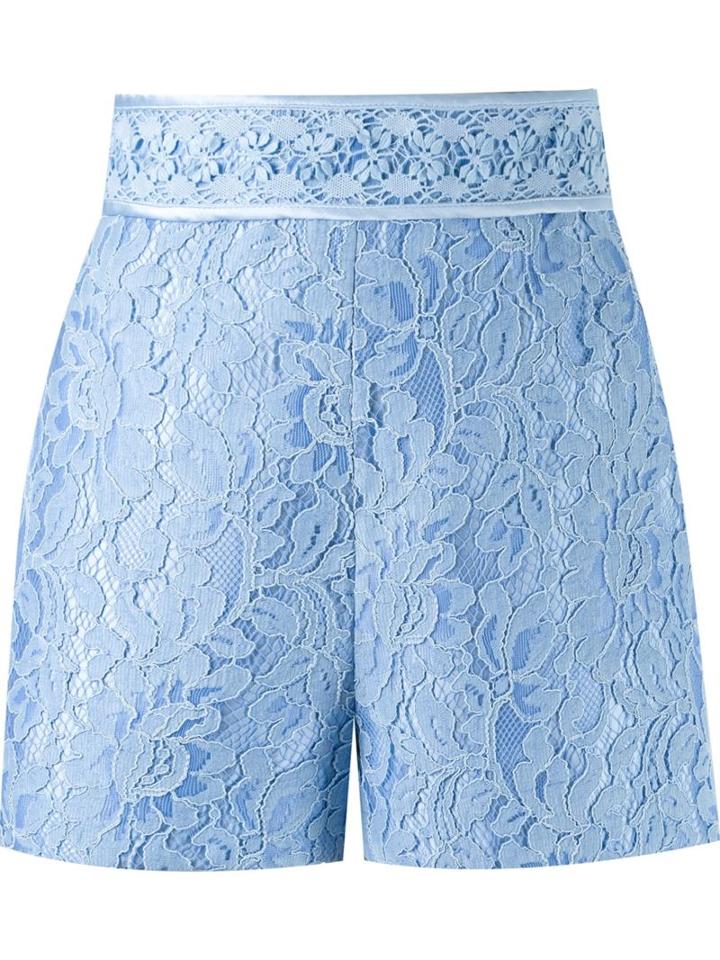 Martha Medeiros High-waisted Lace Shorts, Women's, Size: 42, Blue, Silk/cotton