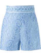 Martha Medeiros High-waisted Lace Shorts, Women's, Size: 42, Blue, Silk/cotton