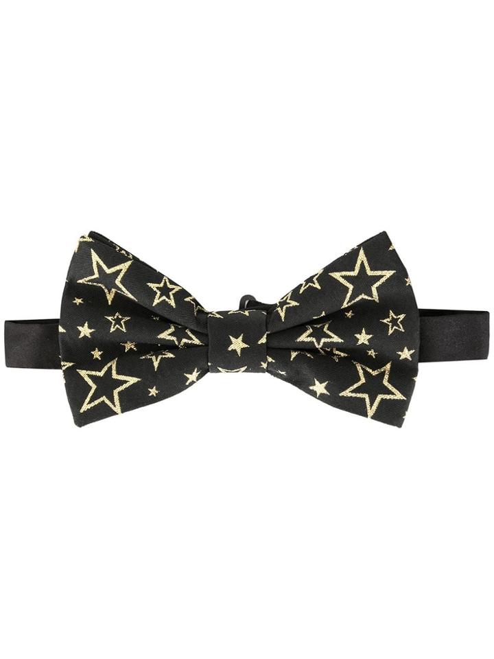 Dolce & Gabbana Jacquard Star Print Bow Tie - Black