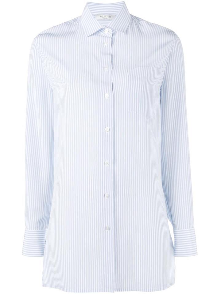 Valentino Cut Out Back Pinstriped Shirt, Women's, Size: 38, Blue, Silk