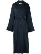 Nina Ricci - Double-breasted Long Coat - Women - Viscose - 34, Women's, Blue, Viscose