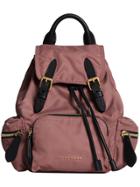 Burberry Small Rucksack In Technical Nylon And Leather - Pink & Purple