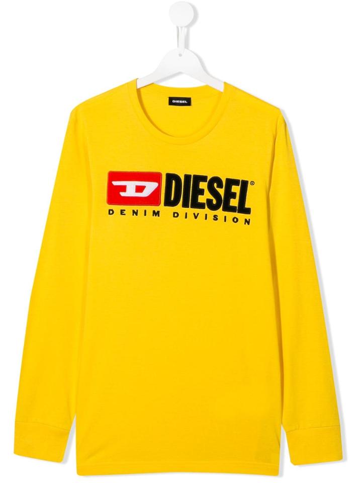 Diesel Kids Teen Logo Print Top - Yellow