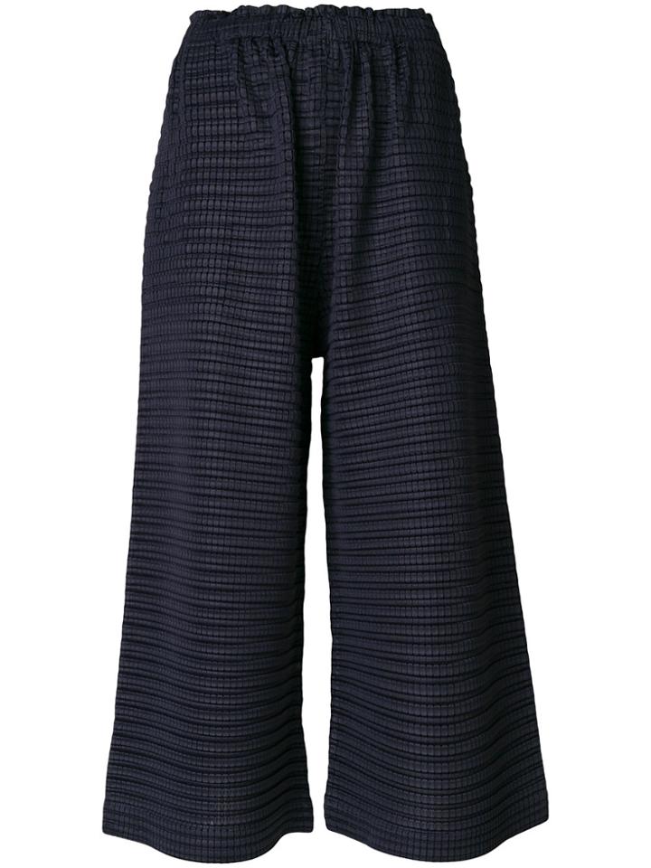 Pleats Please By Issey Miyake Textured Cropped Trousers - Blue