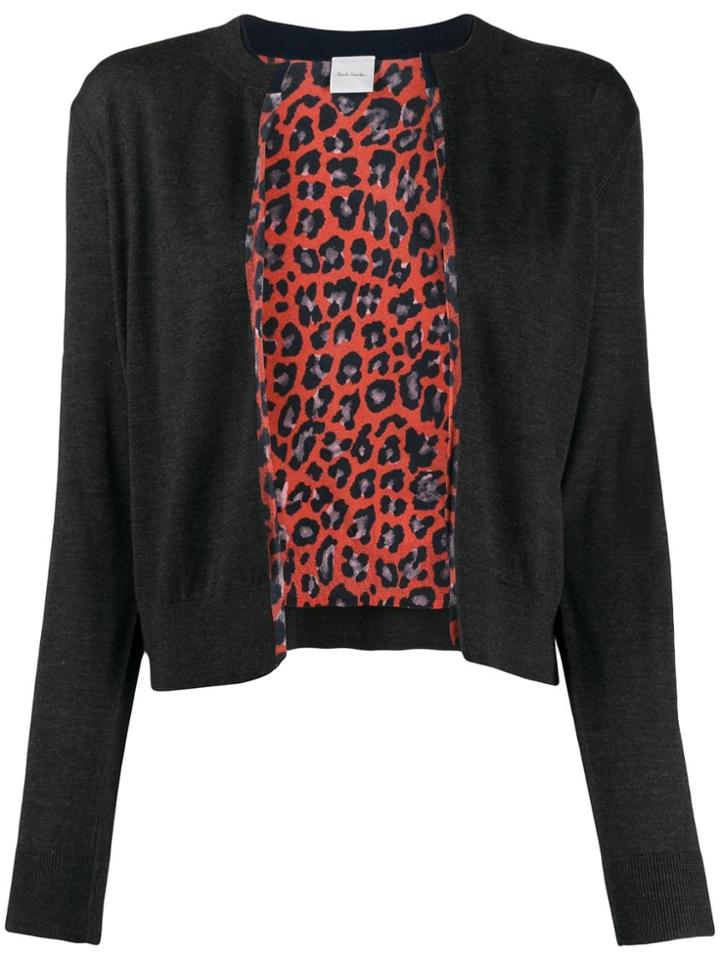 Paul Smith Leopard Print Lined Cardigan - Grey