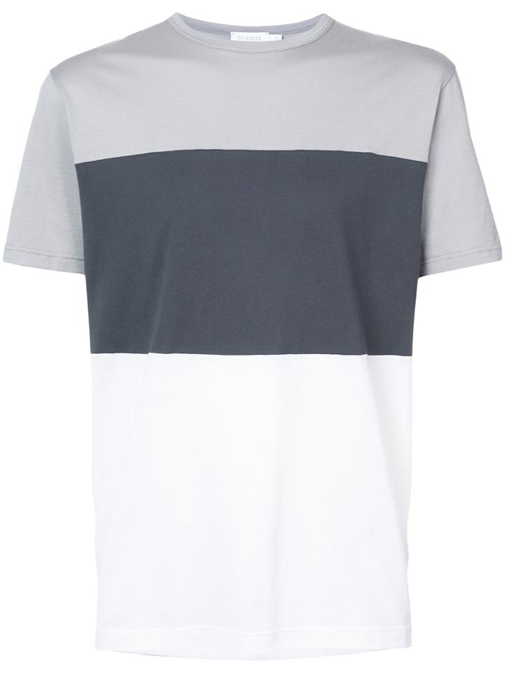 Sunspel Colour-block Fitted T-shirt - Grey