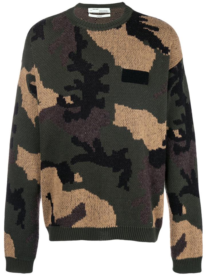 Off-white Camouflage Intarsia Sweater - Multicolour