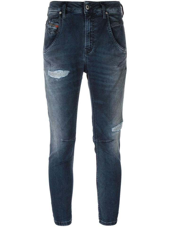 Diesel Cropped Skinny Jeans, Women's, Size: 25, Blue, Cotton/polyester/spandex/elastane