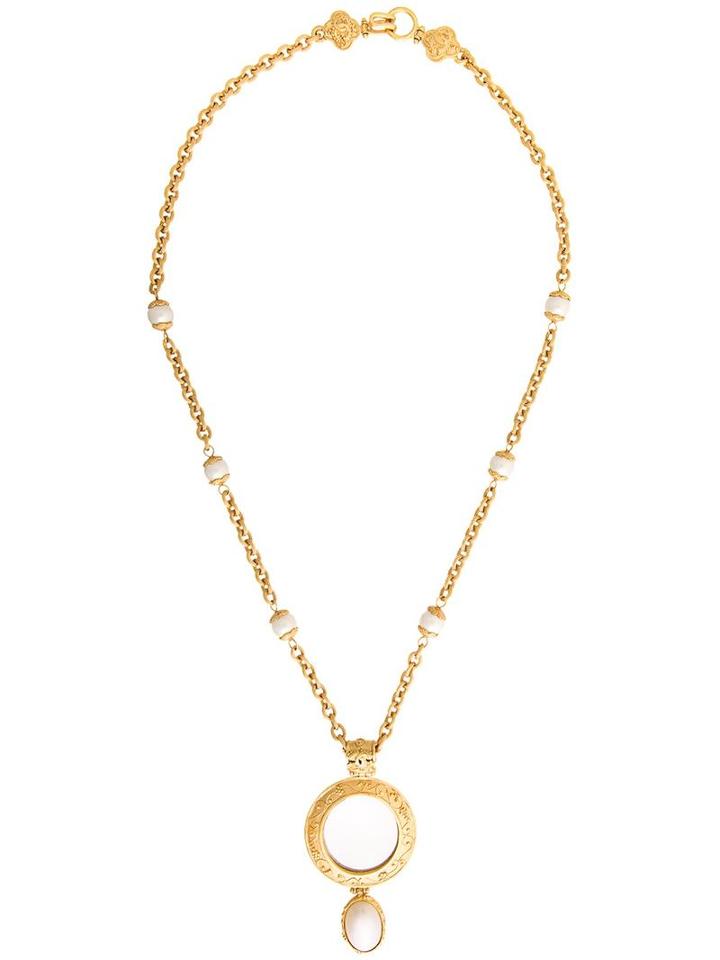 Chanel Vintage Embellished Pendant Necklace, Women's, Metallic