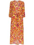 Adriana Degreas Flower And Fruit Printed Belted Robe - Multicolour