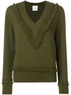 Barrie Embroidered V-neck Pullover - Green