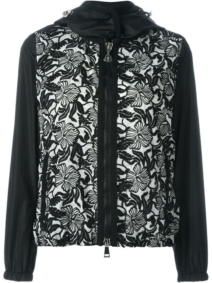 Moncler Floral Macrame Windbreaker, Women's, Size: 1, Black, Cotton/nylon/polyester/polyamide