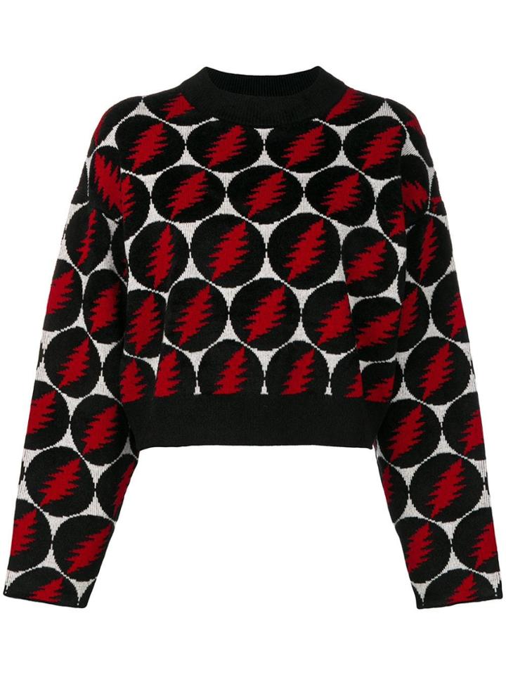 Proenza Schouler Grateful Dead Crewneck Cropped Sweater - Black