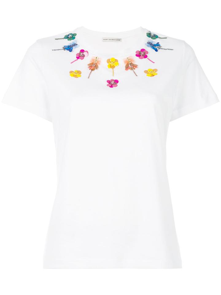 Mary Katrantzou Iven Sequin Collar T-shirt - White
