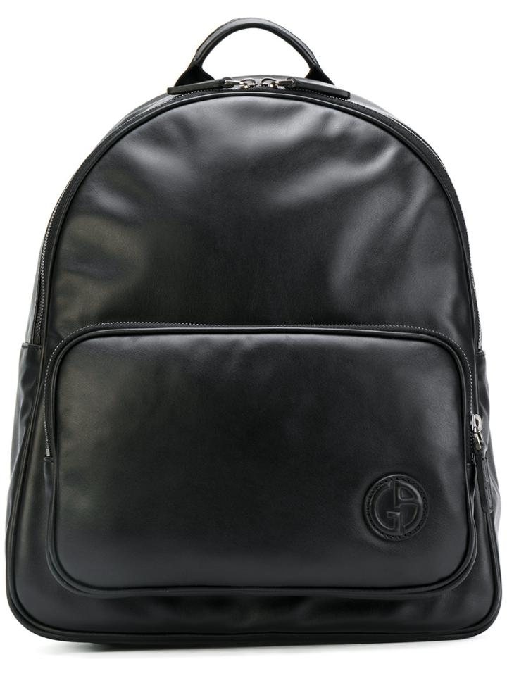 Giorgio Armani Logo Detail Backpack - Black