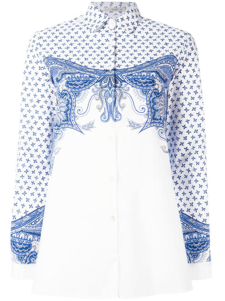 Etro Baroque Print Shirt, Women's, Size: 50, Red, Cotton/spandex/elastane