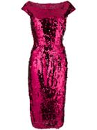 Dolce & Gabbana Off-the-shoulder Fitted Sequin Dress - Pink & Purple