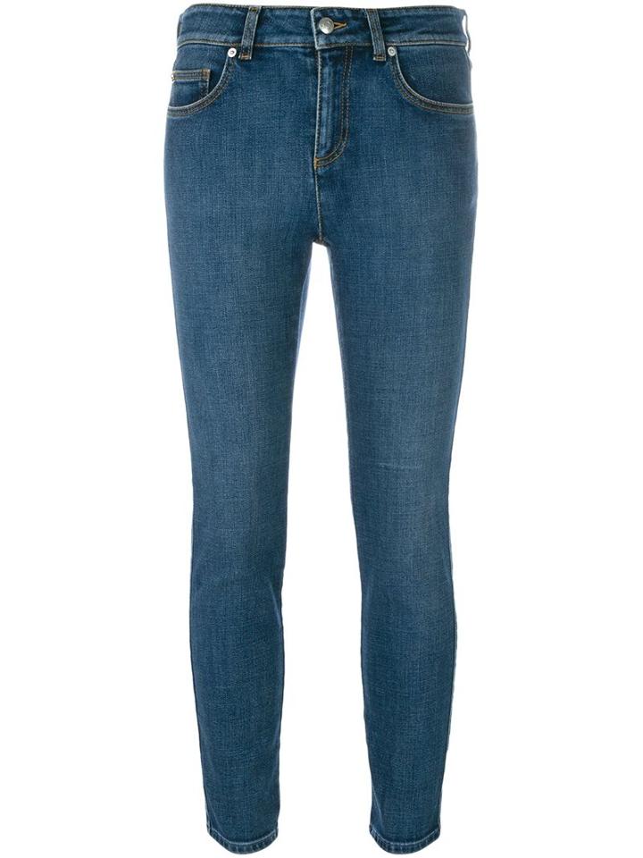 Alexander Mcqueen Cropped Skinny Jeans, Women's, Size: 40, Blue, Cotton/polyester/spandex/elastane