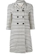 's Max Mara - Striped Double-breasted Coat - Women - Silk/cotton/ramie - 36, Nude/neutrals, Silk/cotton/ramie