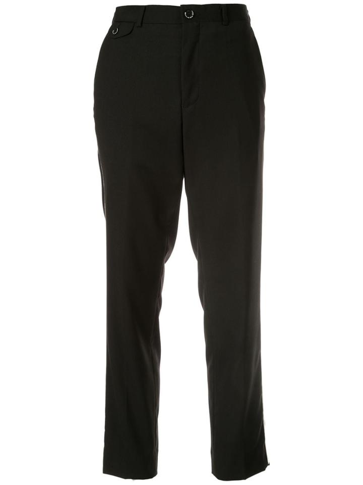 Education From Young Machines Piped Trim Tailored Trousers - Black