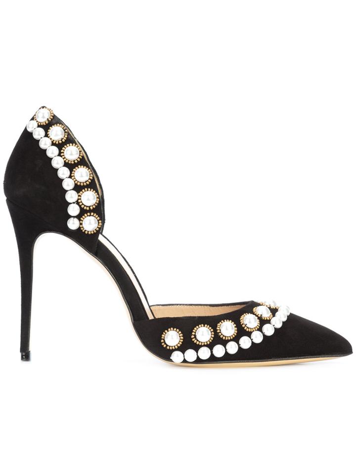 Monique Lhuillier Pearl Detail Stiletto Pumps - Black