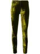 Jean Paul Gaultier Vintage Velvet Fitted Leggings - Green
