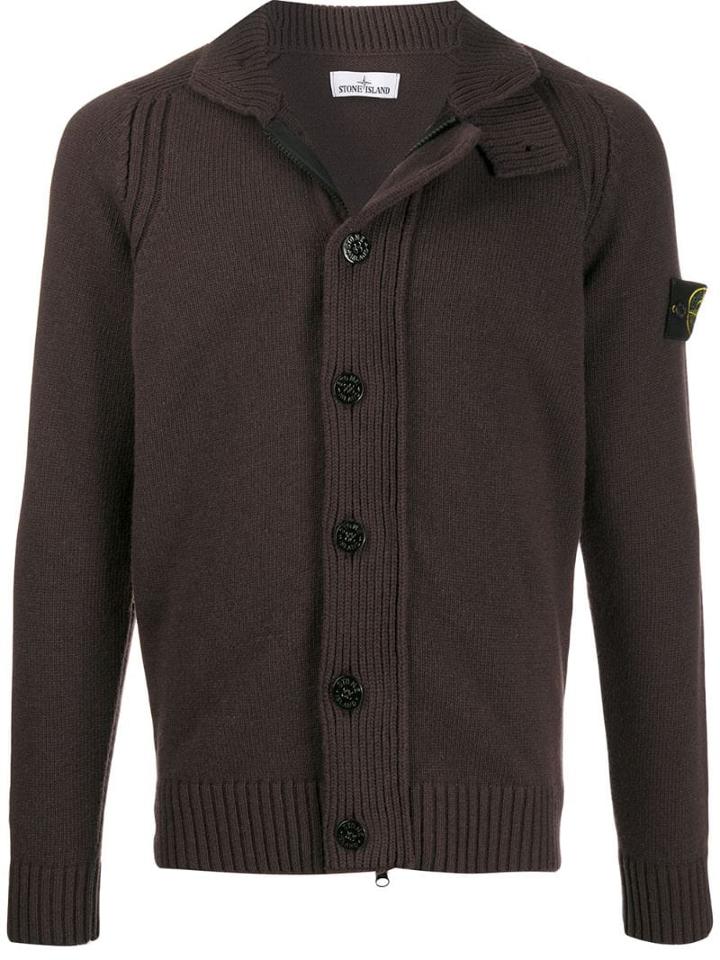 Stone Island Rib Knit Cardigan - Neutrals