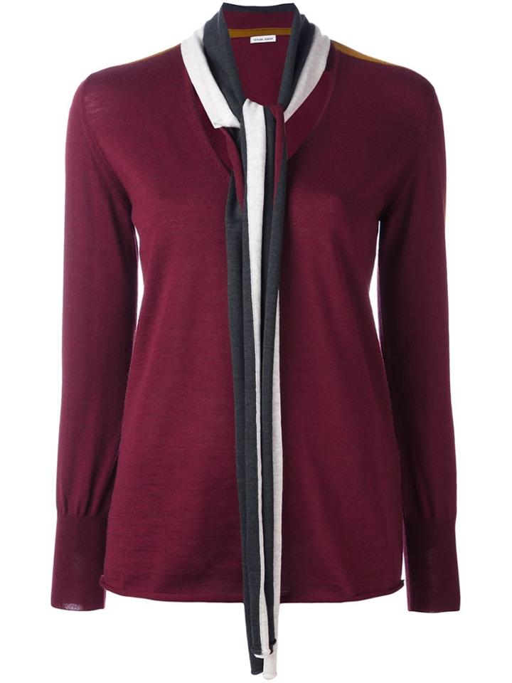 Tomas Maier Fine Knit Tie Neck Jumper - Red