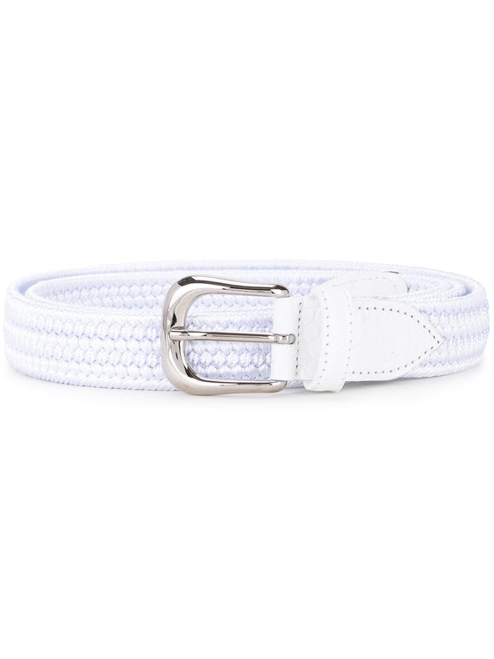 Woven Belt - Men - Rayon - 105, White, Rayon, Estnation