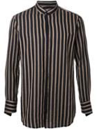 Strateas Carlucci Mandarin Collar Striped Shirt