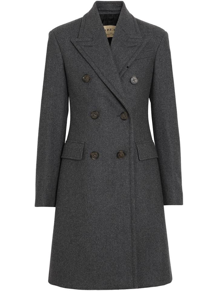 Burberry Double-breasted Wool Tailored Coat - Grey