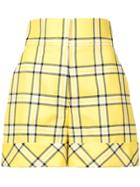 Sara Battaglia Checked Tailored Shorts - Yellow & Orange