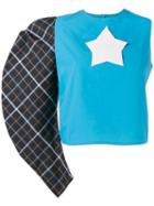 A.w.a.k.e One Sleeve Star Logo Top, Women's, Size: 40, Blue, Nylon/polyester/cotton