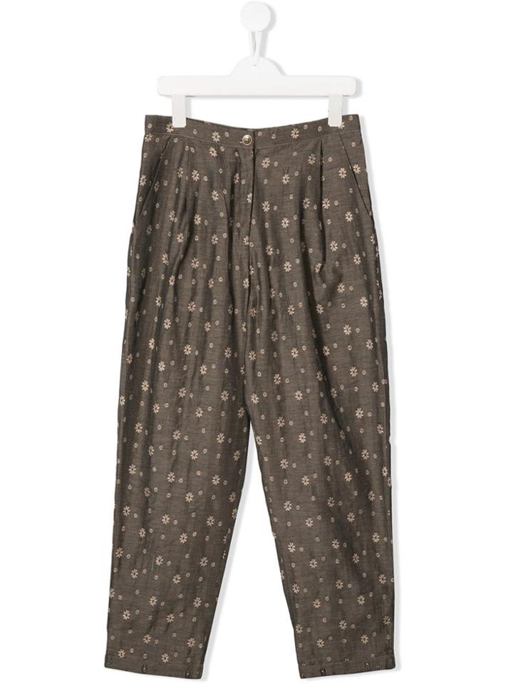 Caffe' D'orzo Teen Embroidered Summer Trousers - Brown