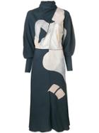 Nina Ricci Patched High Nick Midi Dress - Blue
