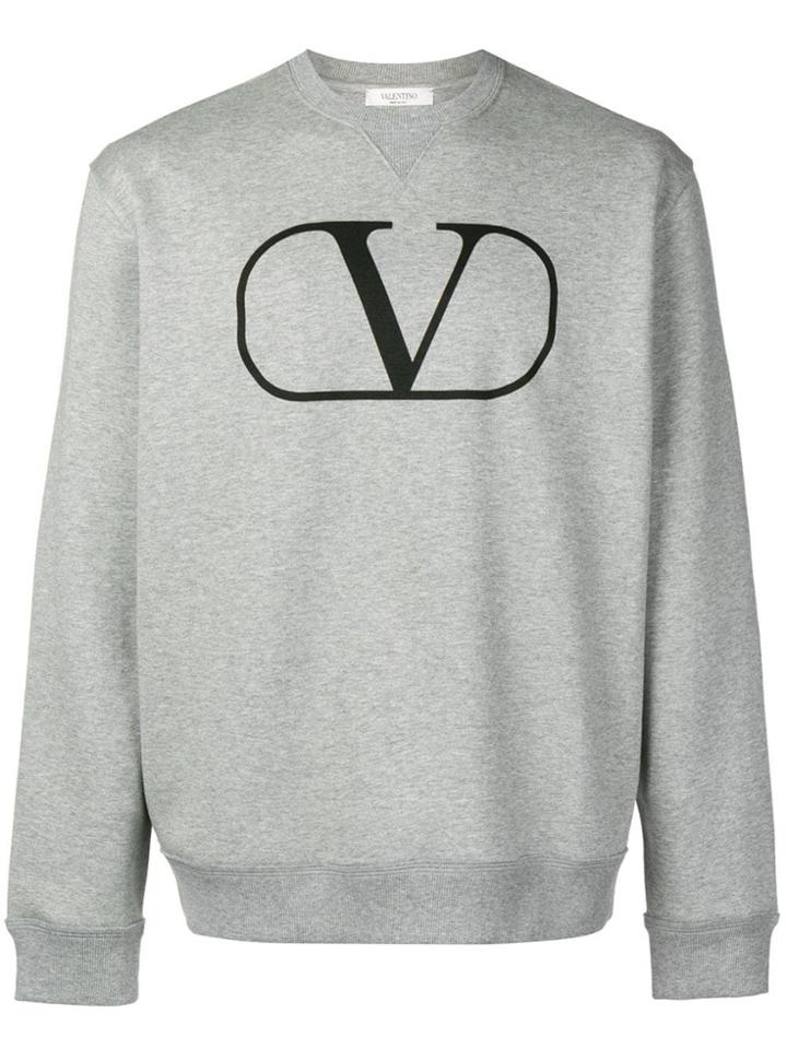Valentino Go Logo Crew-neck Sweatshirt - Grey