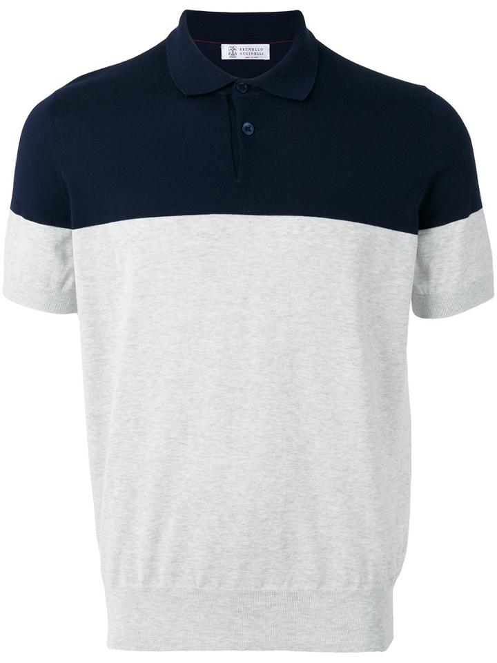 Brunello Cucinelli - Bicolour Polo Shirt - Men - Cotton - 54, Grey, Cotton
