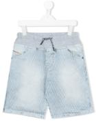 Diesel Kids - Striped Denim Shorts - Kids - Cotton/spandex/elastane - 8 Yrs, Blue