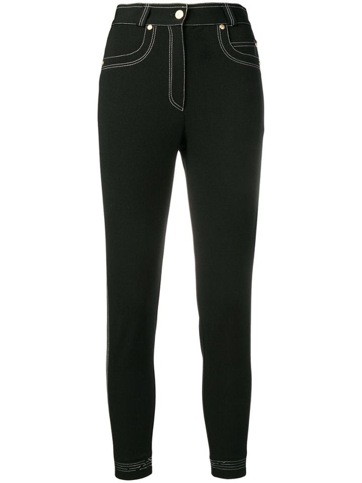 Versace Vintage Contrast Stitching Skinny Jeans - Black