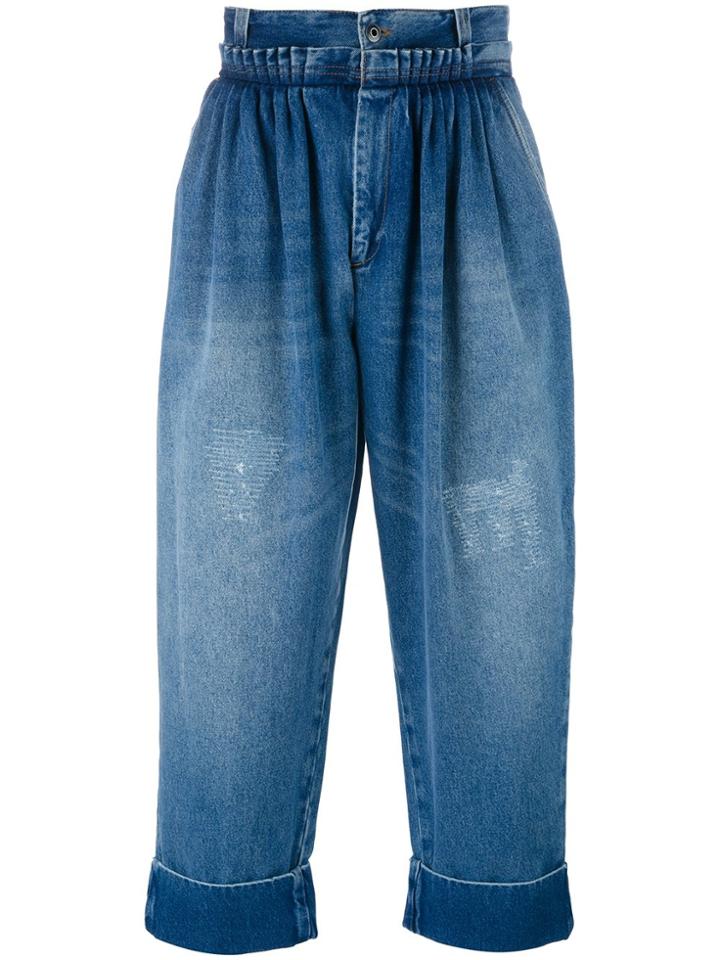 Jw Anderson Cropped Pleated Front Jeans - Blue