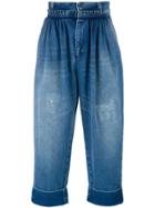 Jw Anderson Cropped Pleated Front Jeans - Blue