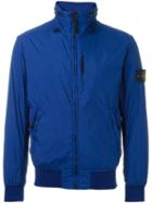 Stone Island Standing Collar Jacket, Men's, Size: Xl, Blue, Polyamide/cotton/polyurethane Resin