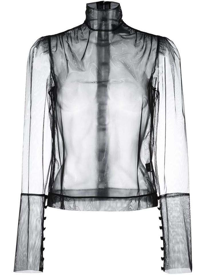 Simone Rocha Sheer Blouse, Women's, Size: 6, Black, Polyamide