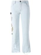 Mr & Mrs Italy - Embellished Multi-patch Jeans - Women - Cotton/spandex/elastane - 42, Blue, Cotton/spandex/elastane