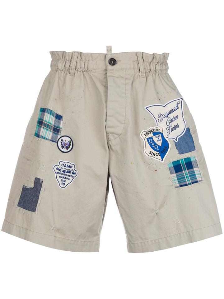 Dsquared2 Patch Cargo Shorts - Nude & Neutrals