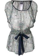 Twin-set - Floral Print Sheer Blouse - Women - Cotton/viscose - Xxs, Blue, Cotton/viscose