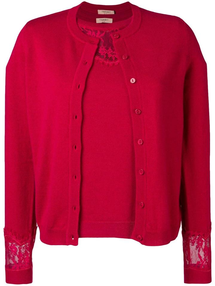 Twin-set Long-sleeve Fitted Cardigan - Pink