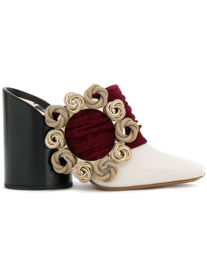 Jacquemus Embellished Mules - White