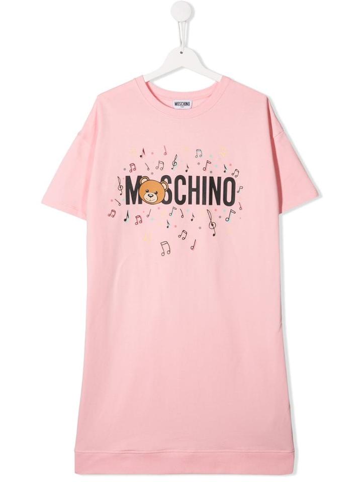 Moschino Kids Teen Logo Print T-shirt Dress - Pink